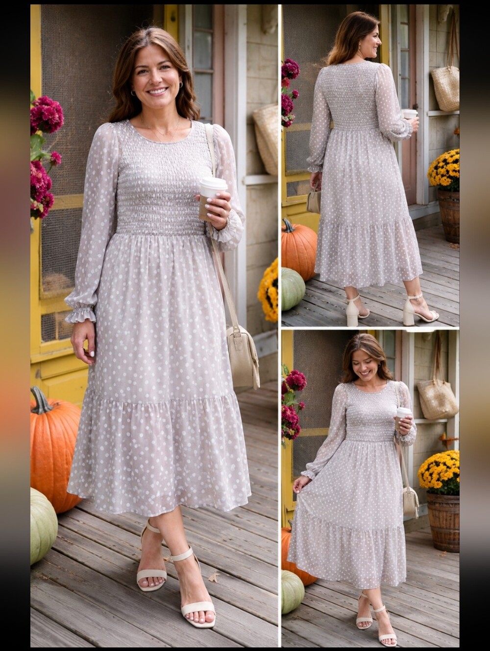 Jillian Harris Mad About Style: Grace Midi Dress Polka Dot Cottagecore S NEW